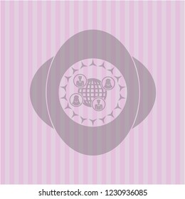 social network icon inside pink icon or emblem