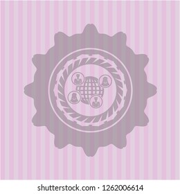 social network icon inside pink emblem. Vintage.