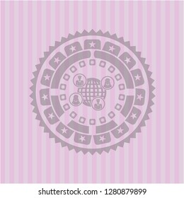 social network icon inside pink emblem. Vintage.