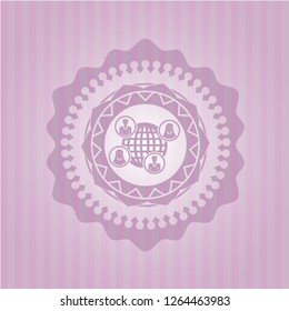 social network icon inside realistic pink emblem