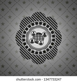 social network icon inside realistic dark emblem
