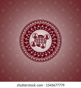 social network icon inside realistic red emblem