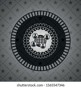 social network icon inside realistic dark emblem