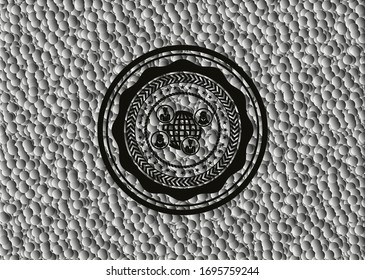 social network icon inside realistic dark emblem with grey bubbles background. Vector Illustration. Detailed.