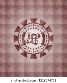 social network icon inside red geometric emblem. Seamless.