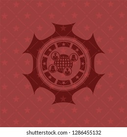 social network icon inside red icon or emblem