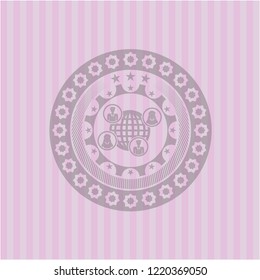 social network icon inside retro style pink emblem