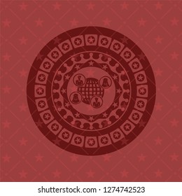 social network icon inside retro style red emblem