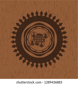 social network icon inside retro style wood emblem