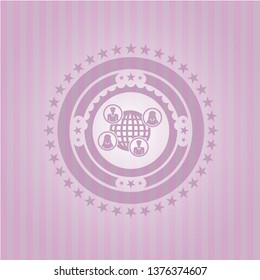 social network icon inside retro style pink emblem