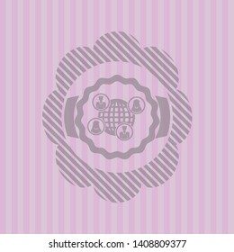 social network icon inside retro style pink emblem