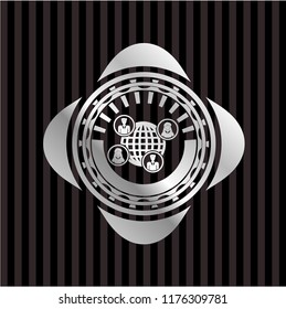 social network icon inside silvery badge