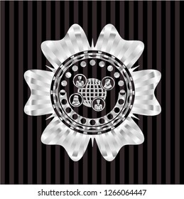 social network icon inside silvery shiny emblem