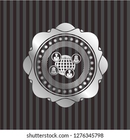 social network icon inside silvery shiny emblem