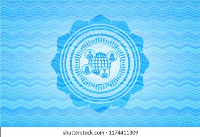 social network icon inside water style badge.