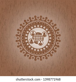 social network icon inside wood emblem. Retro