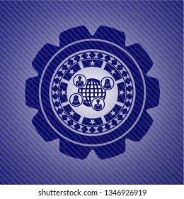 social network icon with jean texture