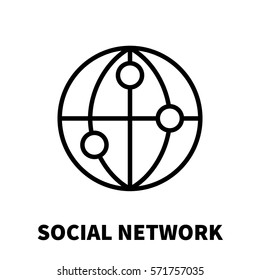 Social network icon or logo in modern line style. High quality black outline pictogram for web site design and mobile apps. Vector illustration on a white background.