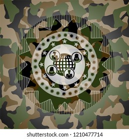 social network icon on camouflaged pattern