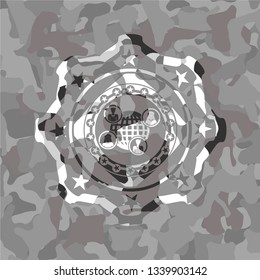 social network icon on grey camo texture