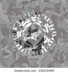 social network icon on grey camouflage pattern