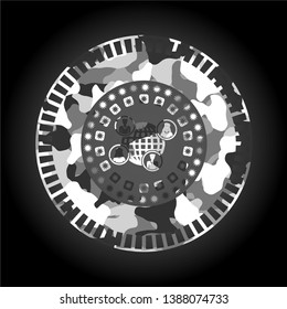 social network icon on grey camouflaged texture