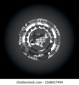 social network icon on grey camouflaged pattern