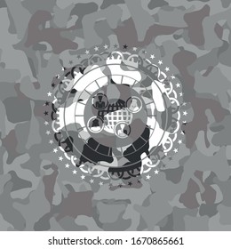 icono de red social en textura gris de camuflaje