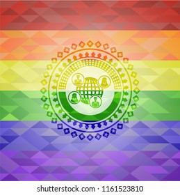 social network icon on mosaic background with the colors of the LGBT flag