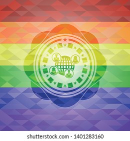 social network icon on mosaic background with the colors of the LGBT flag