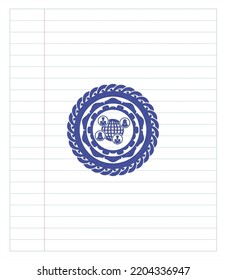 social network icon pen effect. Blue ink. Vector Illustration. Detailed. 