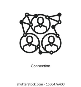 social network icon, people network illustration. vector, black linear icon on white background