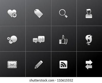 Social network icon series in metallic style