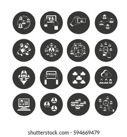 social network icon set in circle buttons