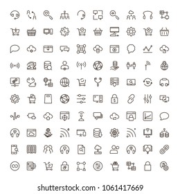 Social network icon set. Collection of high quality outline media pictograms in thin line style. Black internet symbol for web design and mobile app on white background. Web line logo.