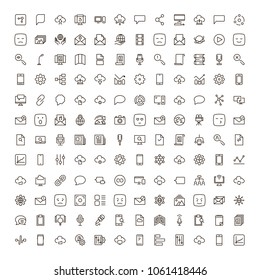 Conjunto de iconos de redes sociales. Colección de pictogramas de alto nivel en línea delgada. Símbolo negro de Internet para diseño web y aplicación móvil sobre fondo blanco. Logo de la línea web.