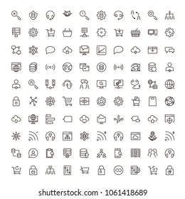 Conjunto de iconos de redes sociales. Colección de pictogramas de medios de contorno de alta calidad en estilo de línea delgada. Símbolo negro de Internet para el Diseño web y el App móvil sobre fondo blanco. Logotipo de la línea de Web.