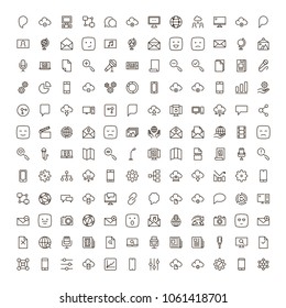 Social network icon set. Collection of high quality outline media pictograms in thin line style. Black internet symbol for web design and mobile app on white background. Web line logo.