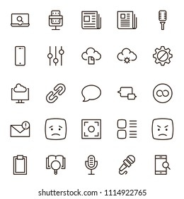 Social network icon set. Collection of high quality outline media pictograms in modern flat style. Black internet symbol for web design and mobile app on white background. Web line logo.