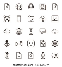 Social network icon set. Collection of high quality outline media pictograms in modern flat style. Black internet symbol for web design and mobile app on white background. Web line logo.