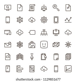 Social network icon set. Collection of high quality outline media pictograms in modern flat style. Black internet symbol for web design and mobile app on white background. Web line logo.
