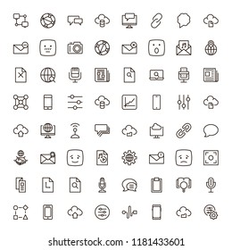 Social network icon set. Collection of high quality outline media pictograms in modern flat style. Black internet symbol for web design and mobile app on white background. Web line logo.