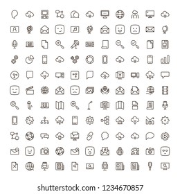 Social network icon set. Collection of high quality outline media pictograms in modern flat style. Black internet symbol for web design and mobile app on white background. Web line logo.