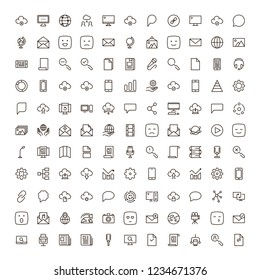 Social network icon set. Collection of high quality outline media pictograms in modern flat style. Black internet symbol for web design and mobile app on white background. Web line logo.