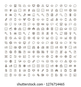 Social network icon set. Collection of high quality outline media pictograms in modern flat style. Black internet symbol for web design and mobile app on white background. Web line logo.