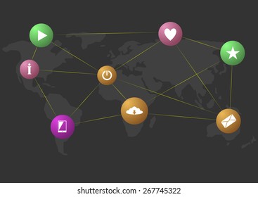 Social Network icon set. Connection concept, Vector illustration.