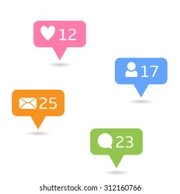 Social network icon set. Message like heart friend comment symbols