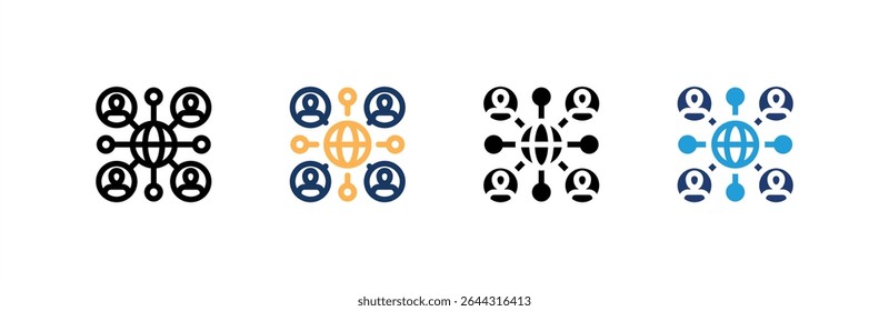 Social Network icon set multiple style collection. Vector illustration.