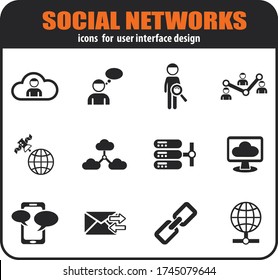 Conjunto de iconos de red social para el diseño de la interfaz de usuario