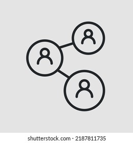 Icono de red social. Un simple icono de los círculos vinculados: personas para medios sociales, aplicaciones y diseño web.  Ilustración del vector